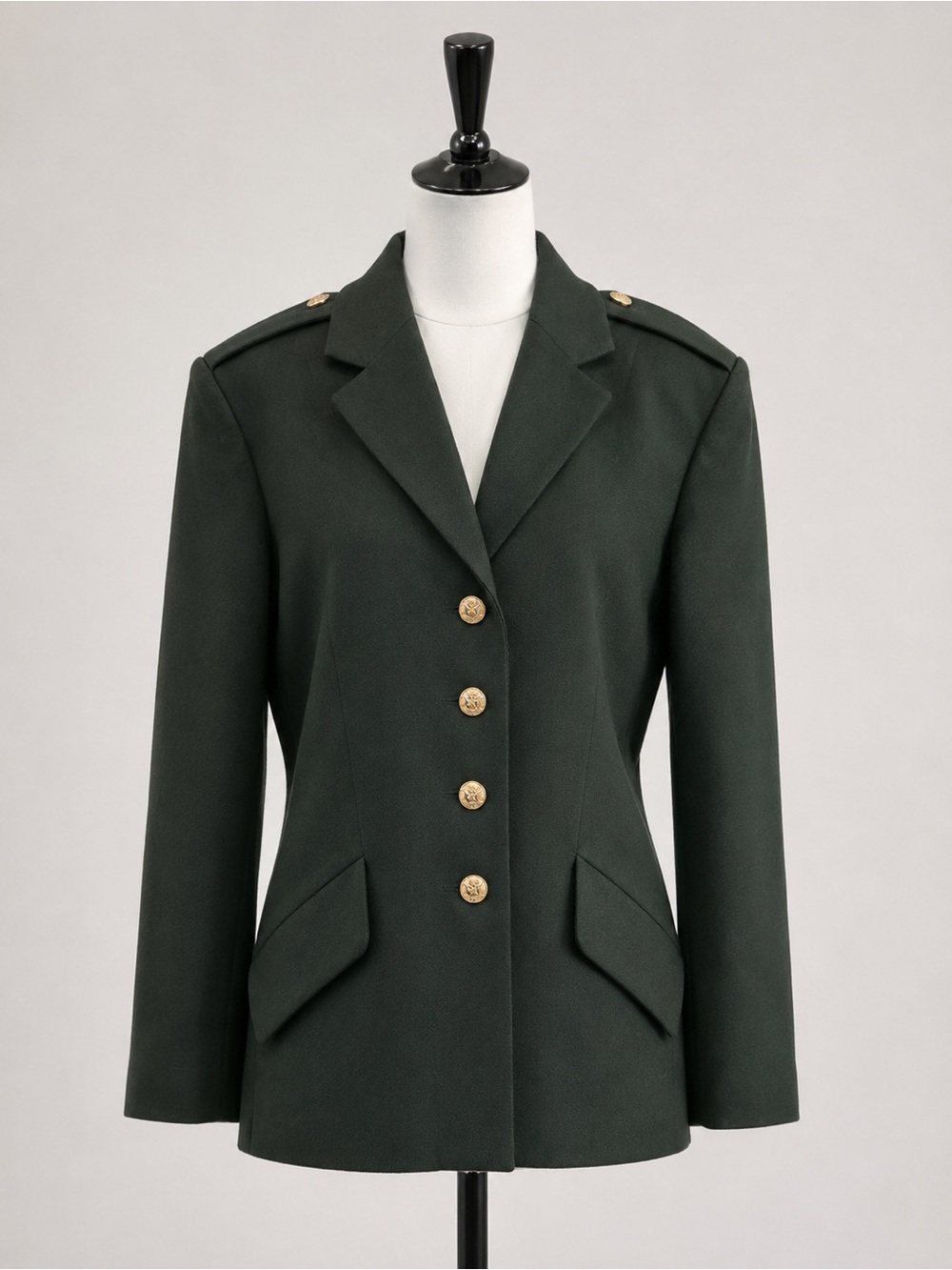 Tailored Women's Military-Style Blazer in Dark Green
